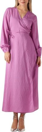 Selected Kleedjes, Dames, Paars, M, Roze Omslagjurk met Lange Mouwen