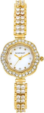 Danecraft Crystal Embellished Bracelet Watch, 28mm in Gold at Nordstrom Rack