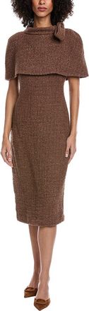 Badgley Mischka Tweed Capelet Midi Dress