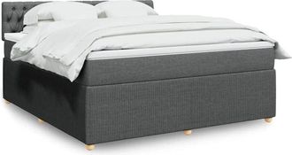 vidaXL Vidaxl - Cama Box Spring Con Colch&oacute;n Tela Gris Oscuro 180x200 Cm
