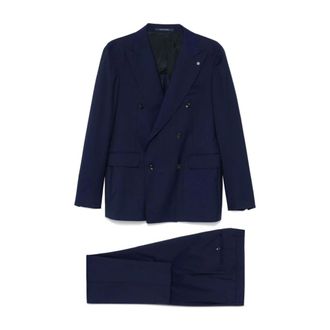 Tagliatore Double Breasted Suits, male, Blue, Size: 3XL Virgin Wool Suit