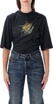 Diesel Draped Graphic Print Bodysuit