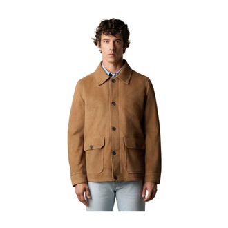 Brooks Brothers Suede Overshirt Jacket - Heren - Zomerjassen - Bruin - 3XL - Leer - Jassen