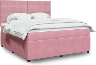 vidaXL Vidaxl - Cama Box Spring Con Colch&oacute;n Terciopelo Rosa 180x200 Cm