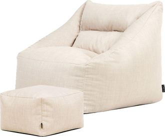 Icon Brand Puf sill&oacute;n y reposapi&eacute;s cuadrado int/ext en tejido beige