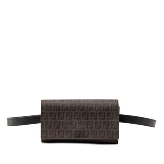 Fendi Pre-owned Fendi Zucchino Coated Canvas Flap Belt Bag Ladies 8MO258