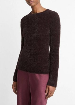 Vince Metallic Eyelash Pullover Sweater In Cherry Night