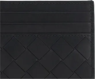 Bottega Veneta Mens Leather Card Holder Black-Silver Calf Phone Cases & Technology Black/silver
