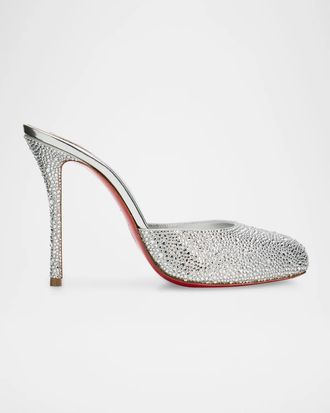 Christian Louboutin 100mm Dolly Strass Metallic Leather Mules