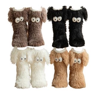 Generic Cozy Socks with Eyes,Cute Eye Winter Fuzzy Non-slip Slipper Socks,Fuzzy Soft Cozy Comfortable Socks for Women,Home Floor Shoes (4 PCS)