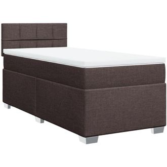 vidaXL Vidaxl - Cama Box Spring Con Colch&oacute;n Tela Marr&oacute;n Oscuro 80x200 Cm