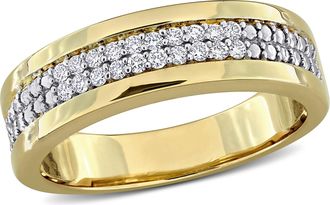 Mimi & Max Created Forever Mens 1/5ct TW Lab-Grown Diamond Double Row Band Yellow or White Silver