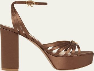 Gianvito Rossi Crepe Ankle-Strap Platform Sandals