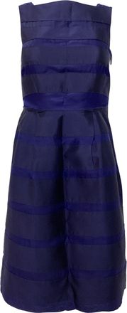 Carolina Herrera Striped Cocktail Dress in Blue Silk