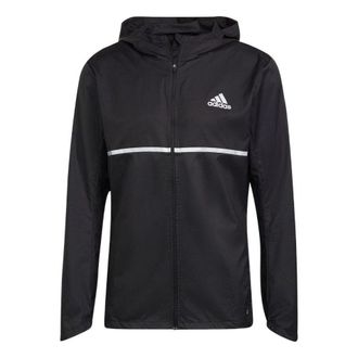 adidas Mens adidas Logo Printing Casual Hooded Jacket Black H58592