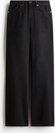 H&M Wide High Waist Jeans in Washed Black at Nordstrom, Size 18