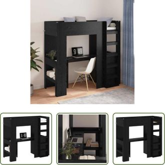 vidaXL Scrivania - Struttura letto a castello con scrivania Rovere Nero