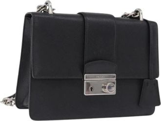 Prada Pre-owned Vintage Saffiano Shoulder Bag - Dames - Vintage Schoudertas - Zwart - ONE Size - Leer - Vintage