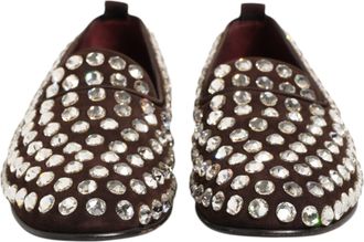 Dolce & Gabbana Bordeaux Suede Crystals Loafers Dress Mens Shoes (Pre-Owned)