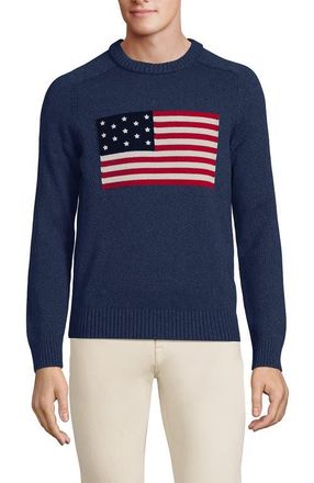 Lands End Classic Cotton Drifter Signal Flags Crew Neck Sweater in Midnight Sky Heather Flag at Nordstrom, Size Xx-Large