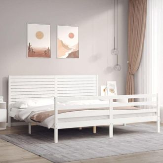 vidaXL Bed Frame without Mattress White Super King Size Solid Wood vidaXL