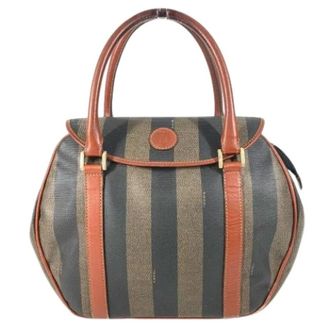 Fendi Pre-owned Handbags, female, Brown, Size: ONE SIZE Pre-owned Pequin Tote Bag
