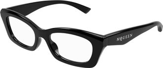 Alexander McQueen Stijlvolle Bril Am 0474O Zwart - Dames - Brillen - Zwart - 52 MM - Accessoires