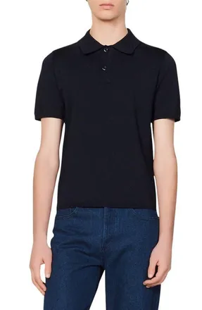 Sandro Short-sleeve knitted polo shirt in Navy Blue at Nordstrom, Size Xx-Large