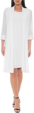 Marina Rossini Sequin Embellished Shift Dress with Jacket in White at Nordstrom Rack, Size 12