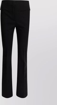 Sportmax flared leather waistband trousers front seam