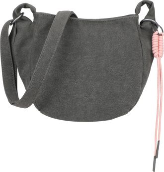 Fritzi Aus Preu&szlig;en Fritzi Sue02 Suede Jacky Soft Shoulder Bag Faux Leather Womens Crossbody Handbag Festival City Vegan Suede Look Cord Pendant 22 x 23 x 9.5 cm - Anthra