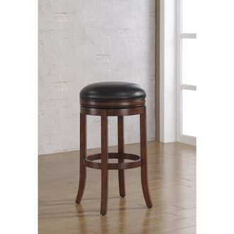 American Woodcrafters Stella 34 Backless Swivel Stool - Medium Walnut