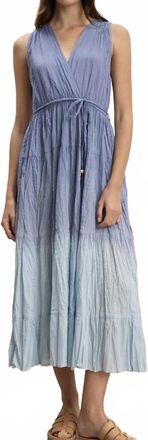 Velvet Marilyn Dip Dye Crinkle Voile Dress In Cadet
