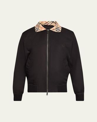 Burberry Mens Glenfields Nylon Check-Collar Blouson