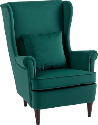 HOMCOM Wingback Chair - Modern Accent Chair For Living Room Bedroom - Green | TJ Hughes