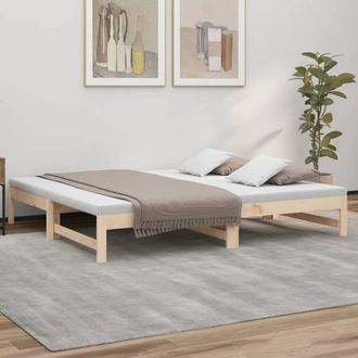 Berkfield Home Pull-out Day Bed 2x(75x190) cm Solid Wood Pine in Brown