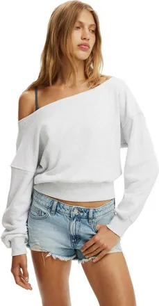 Cotton On Womens Relaxed Off Shoulder Sweatshirt in Light Grey Marle at Nordstrom, Size X-Small
