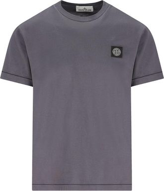 Stone Island Grey T-Shirt In Cotton With Logo
