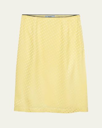Prada Polka-Dot Silk Midi Slip Skirt