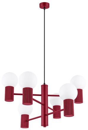 Sollux Lighting Design Pendellampe Halo 6-flammig, Burgunderrot Archiviert