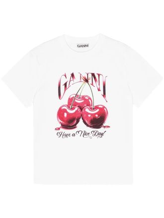 Ganni T-Shirt Cherry Print Basic Jersey Cherry