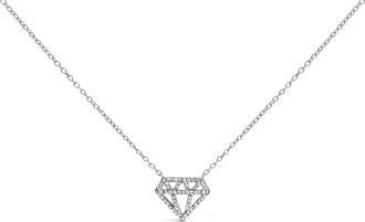 House of Brilliance Sterling Silver 1/6 Cttw Diamond Shaped Diamond Pendant Necklace