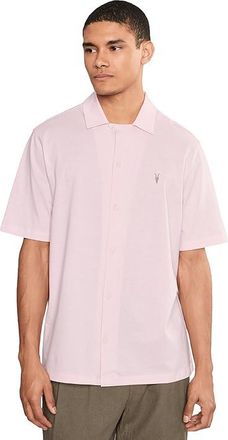 AllSaints Hudson Short Sleeve Shirt Mens T Shirt Seashell Pink : MD, Cotton