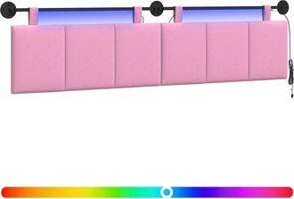 vidaXL Cabecero Colgante Con Luz Led Rosa Tela Vidaxl