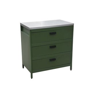 Sweeek Cocina exterior de acero 3 cajones, 80cm, verde