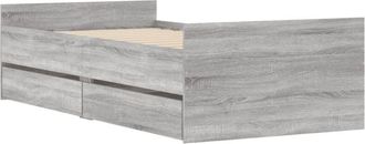 vidaXL Bed Frame without Mattress Grey Sonoma 75x190 cm Small Single Small Single Vidaxl