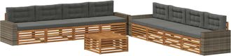 vidaXL Conjunto De Sof&aacute;s De Exterior 9 Uds. Natural Y Antracita Vidaxl