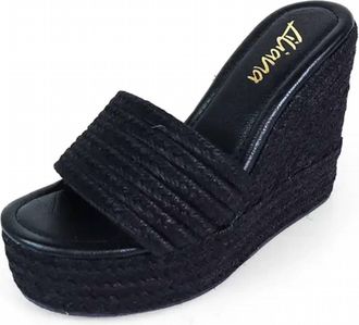 Liliana Womens Juliet Raffia Wedge Sandal In Black