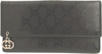 Gucci Black Gg Imprim&eacute; Long Wallet (Bi-Fold) (Pre-Owned)