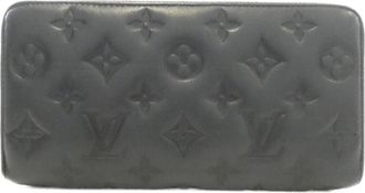Louis Vuitton Black Leather Long Wallet (Bi-Fold) (Pre-Owned)